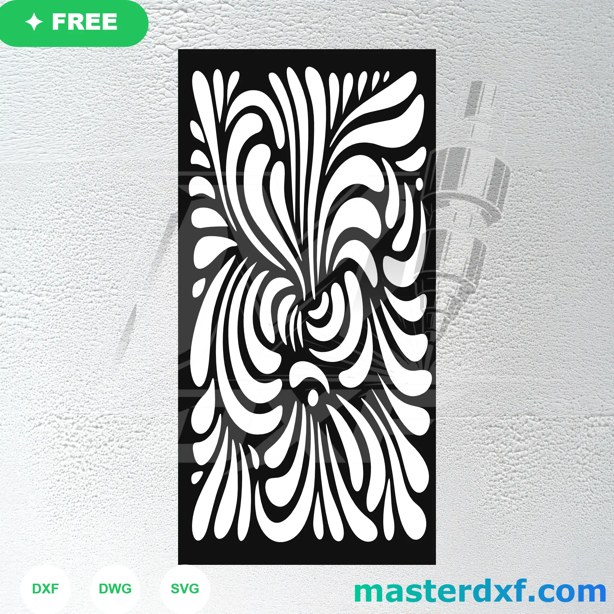 Abstract Swirling Flame Leaf DXF Panel for Artistic Feature Doors DXF File